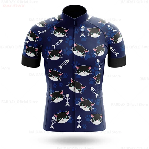 Imagen 2 del producto 2023 Jersey de ciclismo para hombre, camiseta para bicicleta de gato de dibujos animados, camiseta para bicicleta de montaña y carretera, ropa de manga corta, blusa para ciclismo de verano