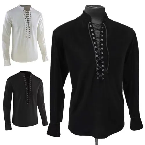 Imagen 2 del producto 2025Disfraz de Doctor Strange renacentista para hombre, Top de algodón, camisa de Cosplay, Halloween, pirata vikingo Medieval, manga larga