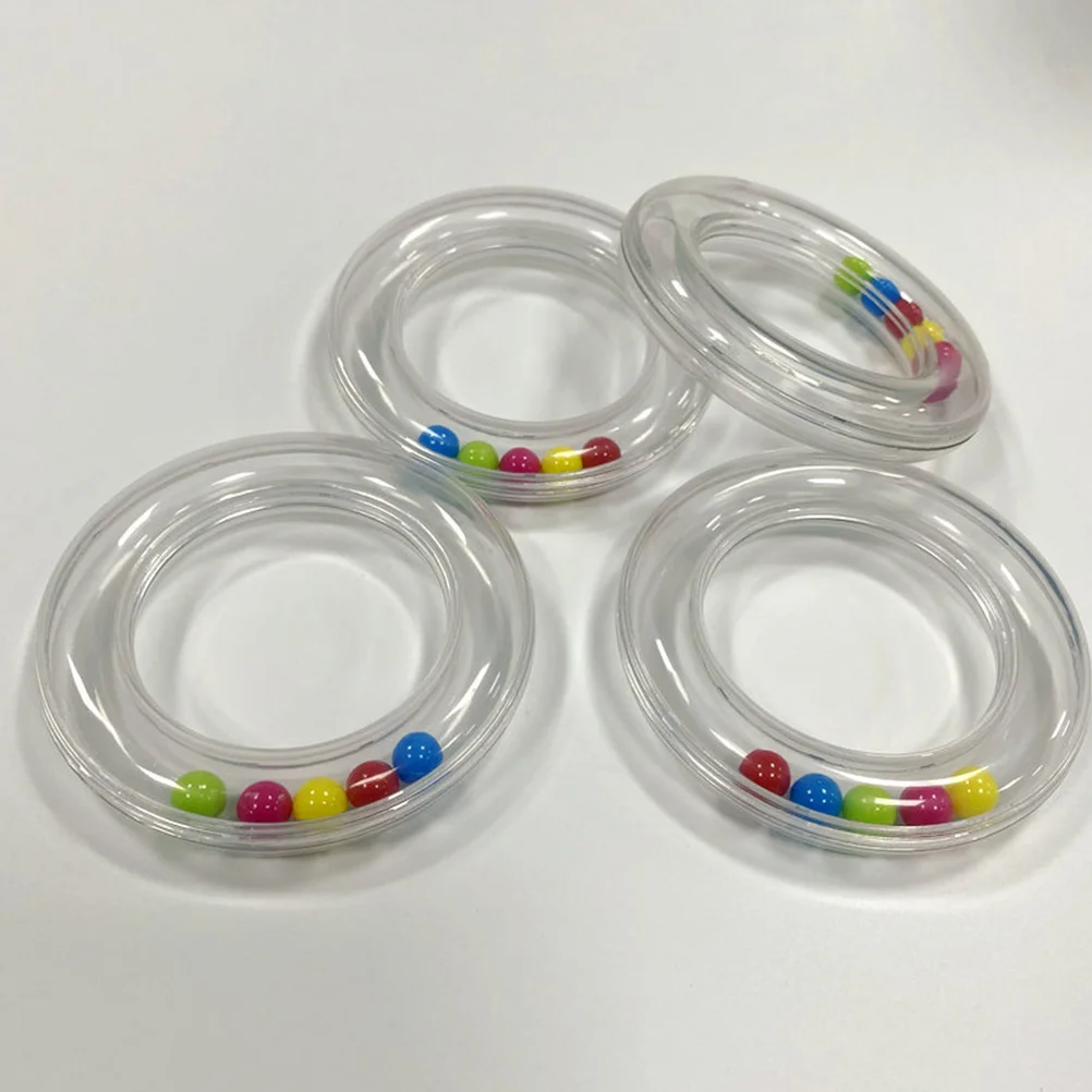 4 Pcs Newborn Toys 0 3 Months Brain Development Transparent Circle Rattle Puzzle Baby Bell Toddler