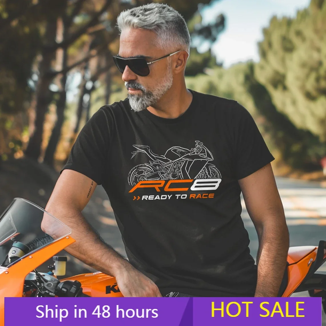 

100% Cotton Summer T-shirts K/.T.Ms 1190 RC8 T-Shirt - Motorcycle Riders Tee Graphic Short Sleeves Oversized Breathable Tee