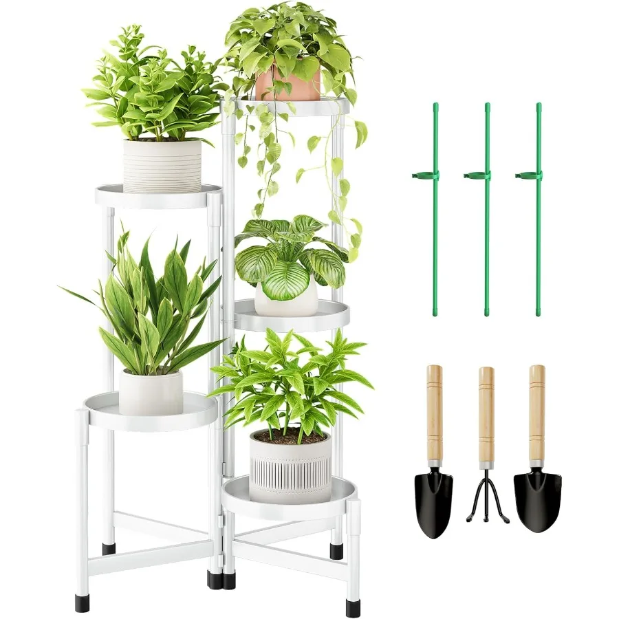 

5 Tier Metal Plant Stand Indoor Rotatable Corner Plant Shelf Outdoor Tiered Flower Pot Display Stand Multiple Plants Holder for