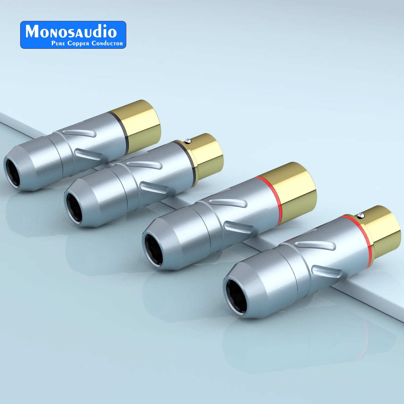 Monosaudio Pure Copper 5U 24K Gold Plated XLR Connector Plug Audio Cable Balance 3Pin Hifi Audio MIC Balance Connector XMF700G