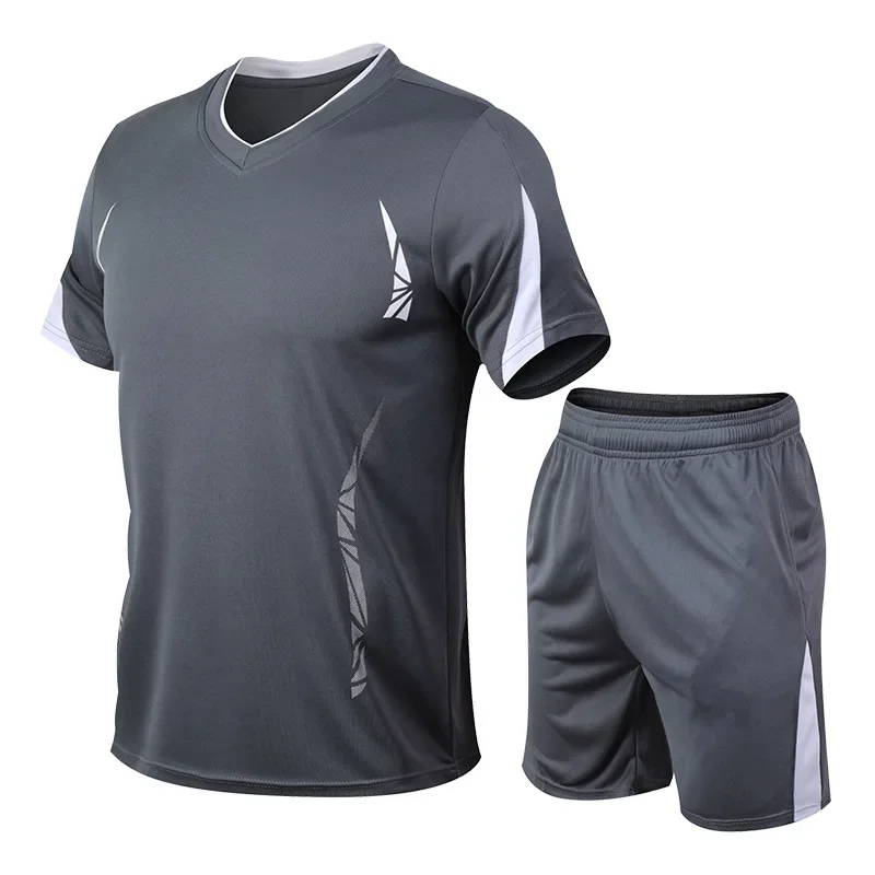 Sports suit men's summer fitness short-sleeved T-shirt men's quick-drying clothes running loose casual sportswear large size