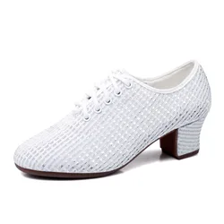 Latin Ballroom Dance Shoes for Women Lace-up Practice Closed Toe Modern Salsa Women's Dance Teaching Performance Dancing Shoes