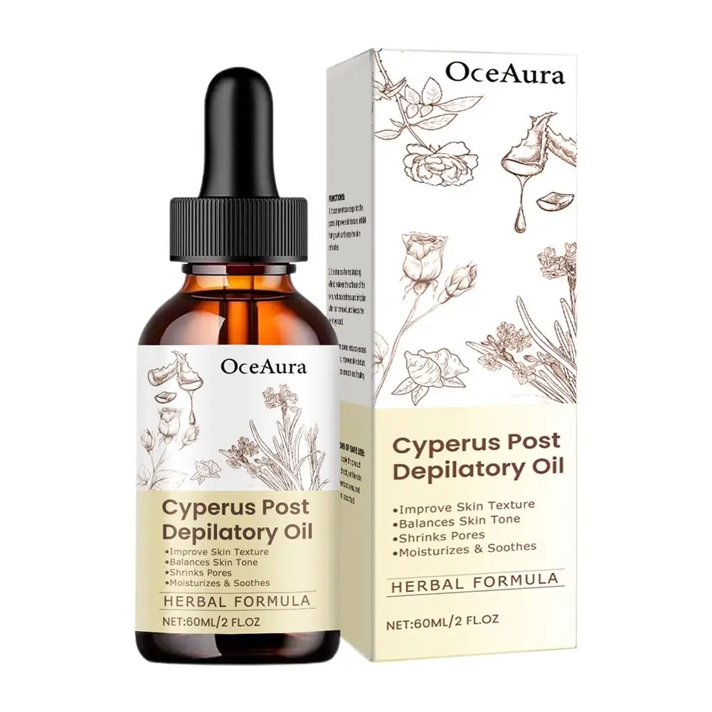 Natürliches Cyperus Rotundus Ätherisches Öl 60ml zur Haarentfernung Feuchtigkeitsspendend Hautberuhigend Körperhaarreduzierend Schmerzlos Nach der Behandlung