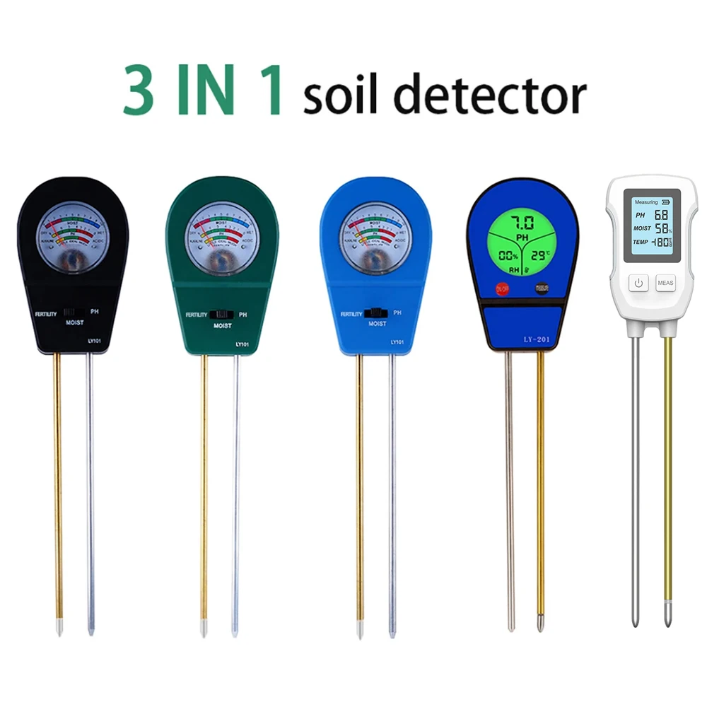 3 IN 1 Soil PH Meter Sunlight PH Tester Garden Flowers Moisture Sensor Plants Acidity Humidity PH Meter Tool with backlight