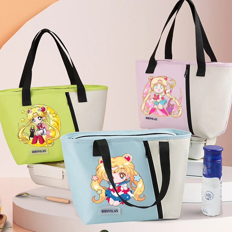Sailor Moon Lunch Bag Cartoon Anime Drink Rice Fresh Ice Bags Outdoor Tragbare Isoliertasche mit großem Fassungsvermögen für Mädchen, Geschenk