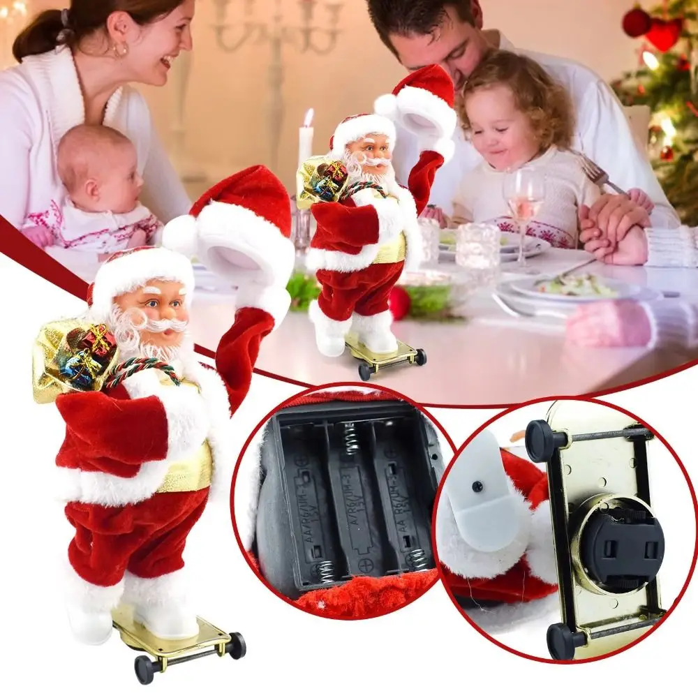Carton Musical Electric Santa Toys Slides Skateboard Swing Hat Christmas Dolls Twisted Dancing Santa Claus Toys Office view 3
