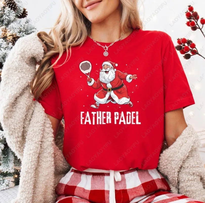Padel Weihnachts-T-Shirt, lustiges Padel-Geschenk, Padel-Kleidung, Weihnachtsgeschenk, Padel-Spieler, Unisex, kurzärmelige Baumwolle