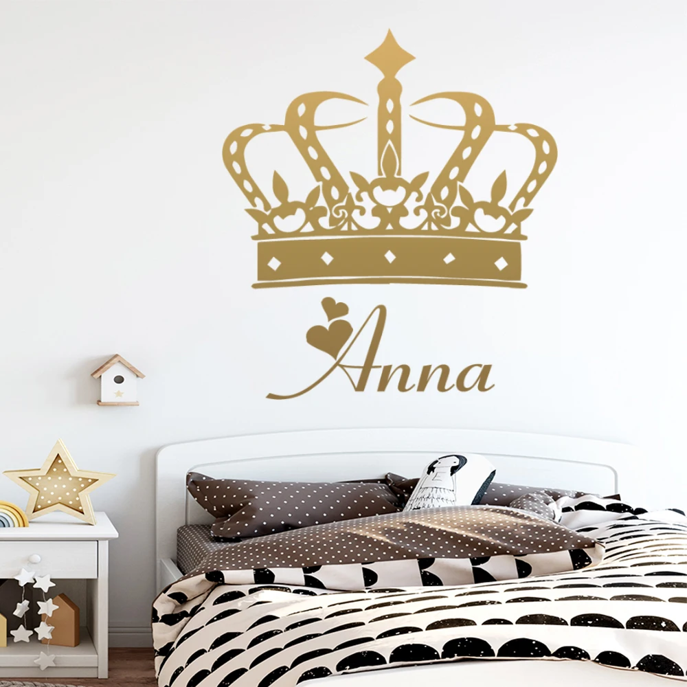 1 pc colored crown Customized Text Wall Sticker Removable Wall Stickers Diy Wallpaper Kids Room Nature Decor Wall Art Sticker