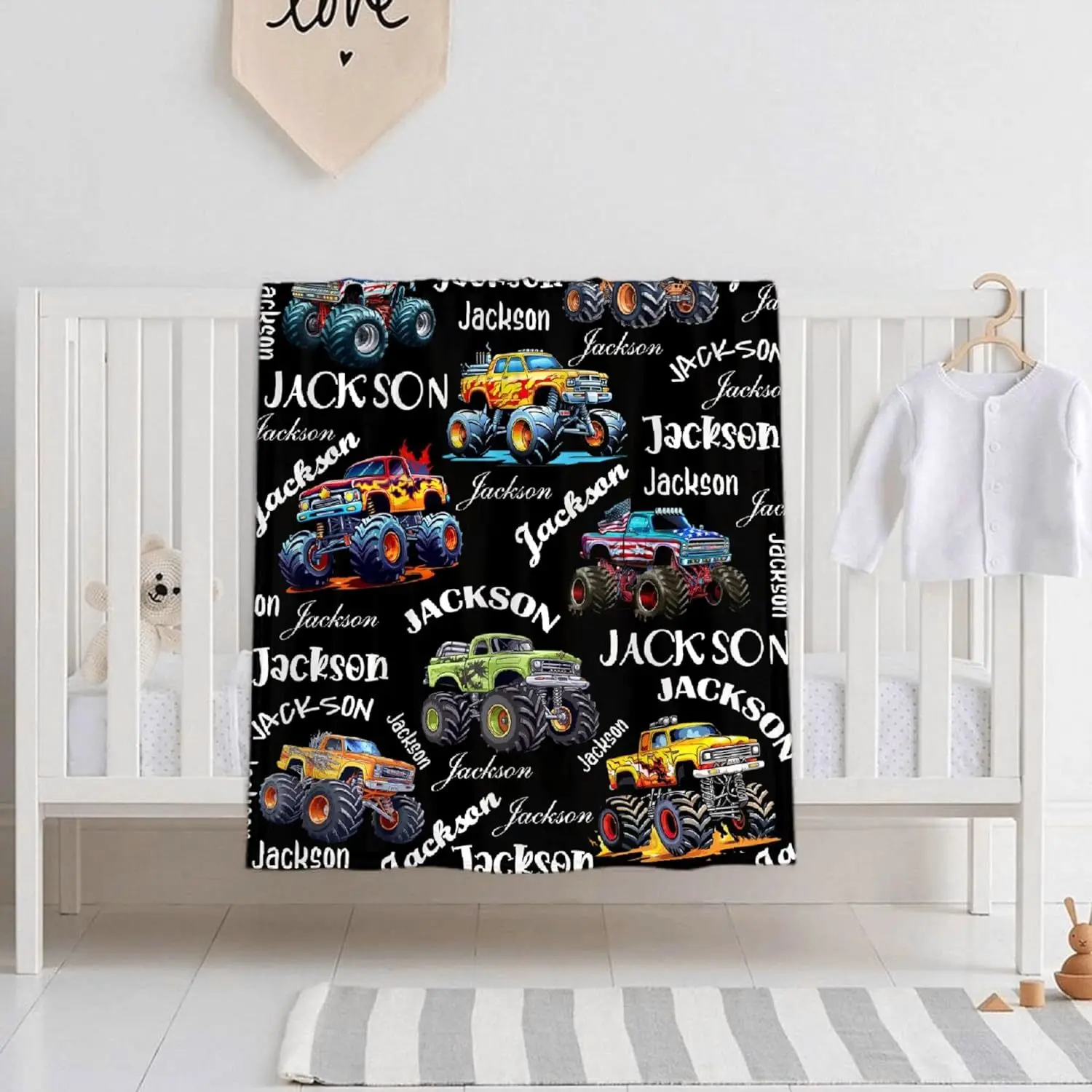 Personalized truck boy blankets, customized blankets, flannel blankets, children's Halloween Christmas gifts