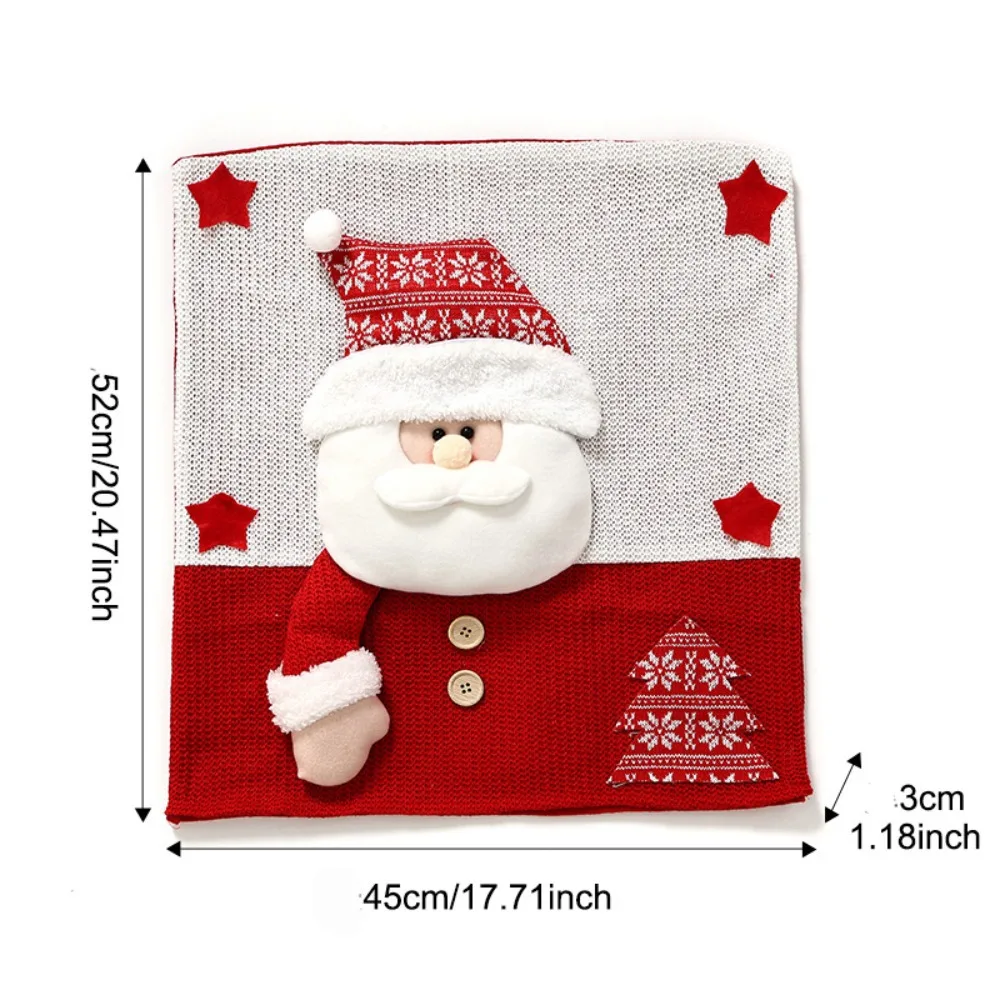 Cartoon Christmas Chair Covers Snowman Reindeer Xmas Dinner Chair Seat Cover Decorative Removable Plush Stool Covers