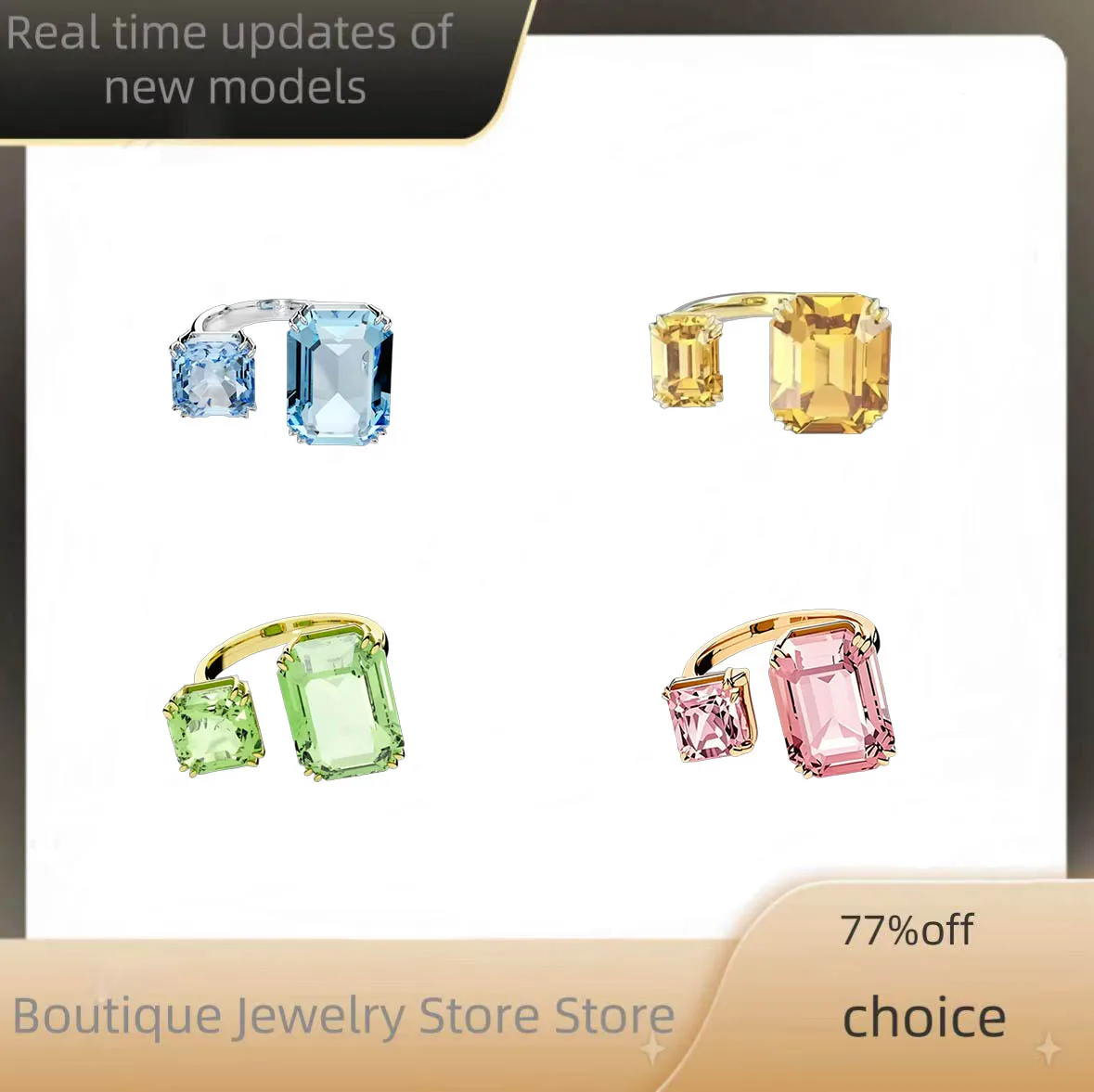 

2025 Noble, Elegant, Colorful Square Ring, Essential for Daily Wearing, Party and Banquet, High Quality Jewelry - Women's Style