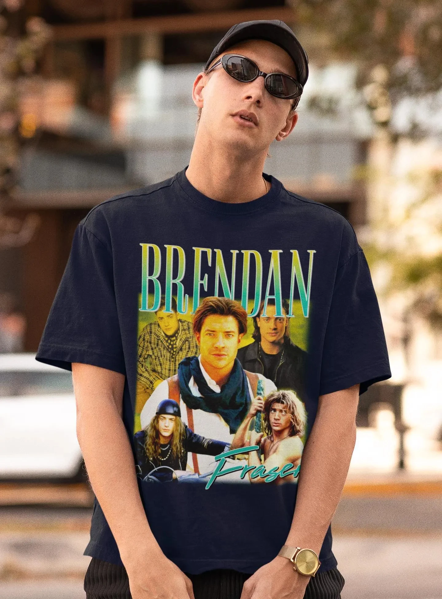 Brendan Fraser Tshirt American-Canadian Actor, Vintage Movie Shirt Summer Men's and Women's Loose and Breathable T-shirt Top