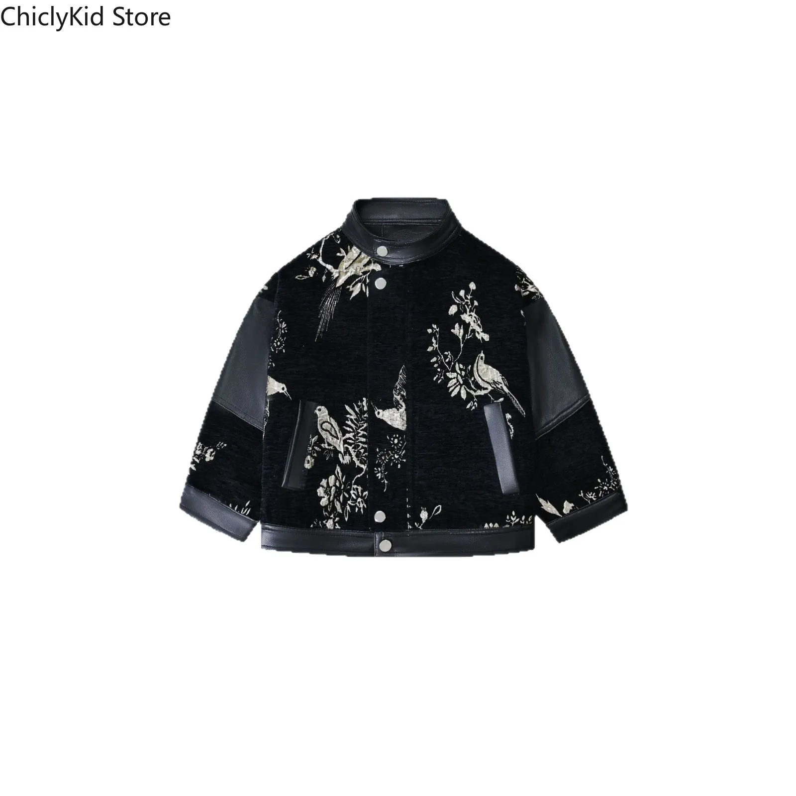 الأولاد بارد المرقعة الجلود دراجة نارية سترة الفتيات الأزياء الصينية بو معطف الأطفال ملابس خارجية طفل ربيع الخريف الملابس #5