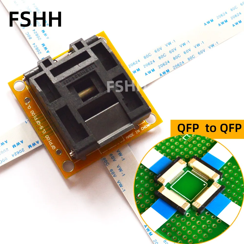 QFP100 to QFP100 test socket  Pitch 0.5mm to 0.5mm no soldering in-line test socket adapter TQFP100 LQFP100