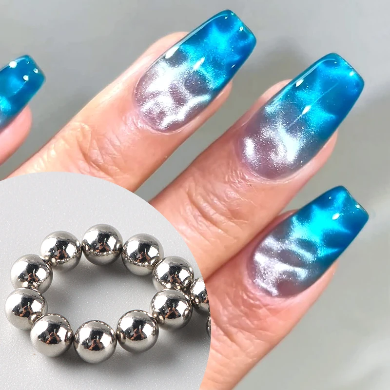 10/20 Stück Sommer-Ozeanwellen-Katzenaugen-Nagelmagnetperlen Glänzende Blumen-Marmor-Wasserwellen-Effekt-Magnetkugeln DIY-Maniküre-Werkzeuge – Detail 3