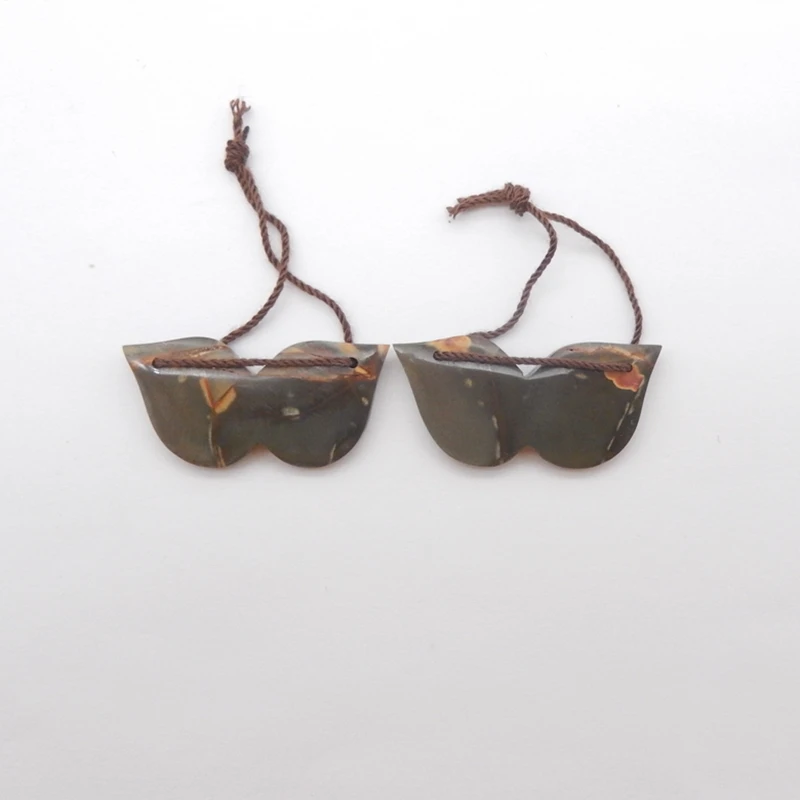 

Multi-Color Picasso Jasper Natural Stone Fashion Dounle Holes Earring Bead 32x16x4mm 6.5g Handmade Jewelry Accessory Mouth Shape