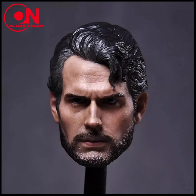 Cabeza esculpida de Henry Cavill barbuda, modelo tallado de cabeza de PVC para muñecos de cuerpo de figura de acción de soldado masculino de 12 pulgadas, 1/6