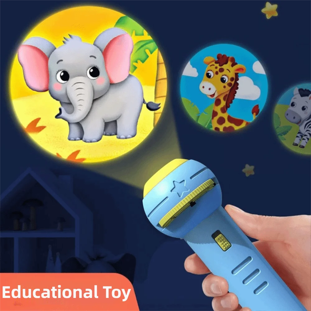 

128 Patterns Children Projector Flashlight 16 Cards Animal Pattern Flashlight Projector Toy Kid Gift Multiple colors