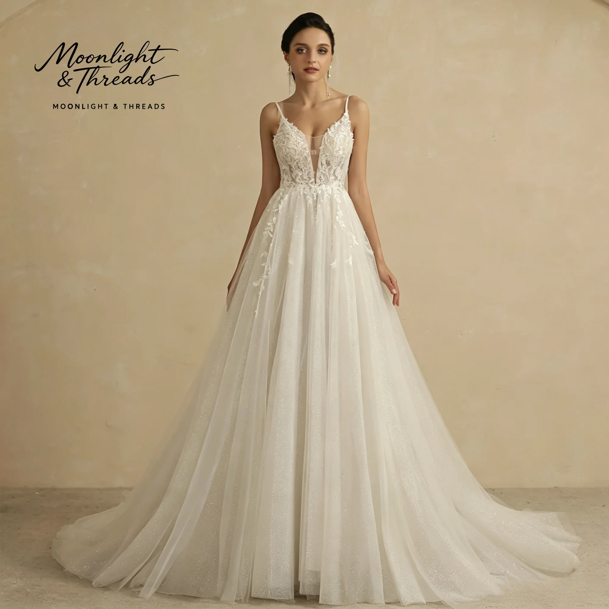 White halter-neck A-line dress floor-length formal occasion wedding gown with exquisite embroidery and a backless design