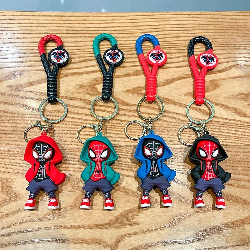 Disney Marvel Spider-Man Keychain Anime Cartoon Spider-Man Doll Pendant Car Key Ring Schoolbag Decoration Ornaments Jewelry Gift