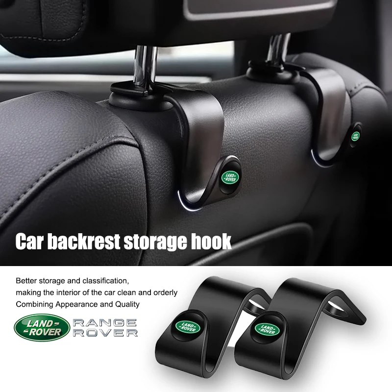 2Pcs ABS Storage Hook Car Seat Backrest Hang Bracket For Land Rover Range Rover Evoque Velar Defender Discovery Freelander Land