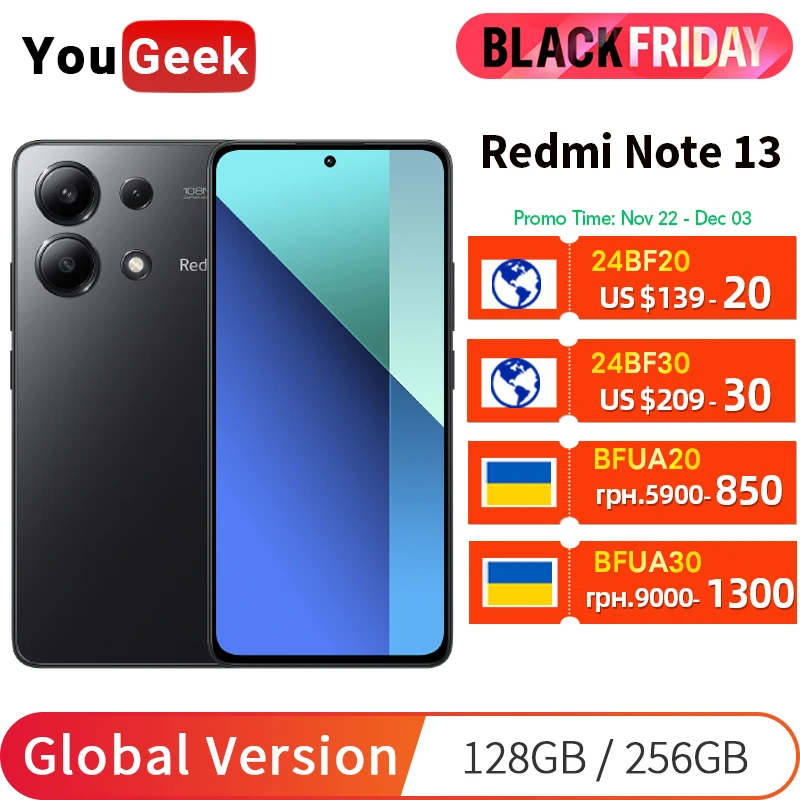 Global Version Xiaomi Redmi Note 13 4G Smartphone 108MP Triple Camera 120Hz AMOLED 33W Fast Charging Snapdragon 685 Octa Core 403 sold294,613.91Save 138,640.71YouGeek StoreSee previewSimilar items