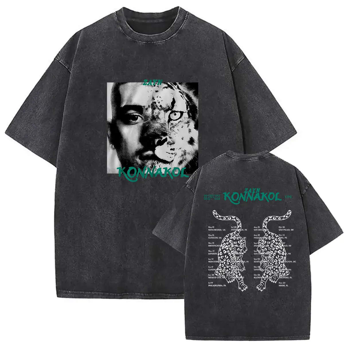 Vintage Washed Zayn Malik KONNAKOL Album 2026 T-Shirts Herrenbekleidung Gothic Fashion Übergroßes Baumwoll-T-Shirt Hip Hop Streetwear – Detail 7
