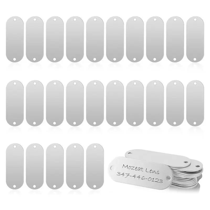 L60A Stainless Steel Engraving Blanks 25-Pack Tags For DIY Crafts, Pet ID, And Other Projects