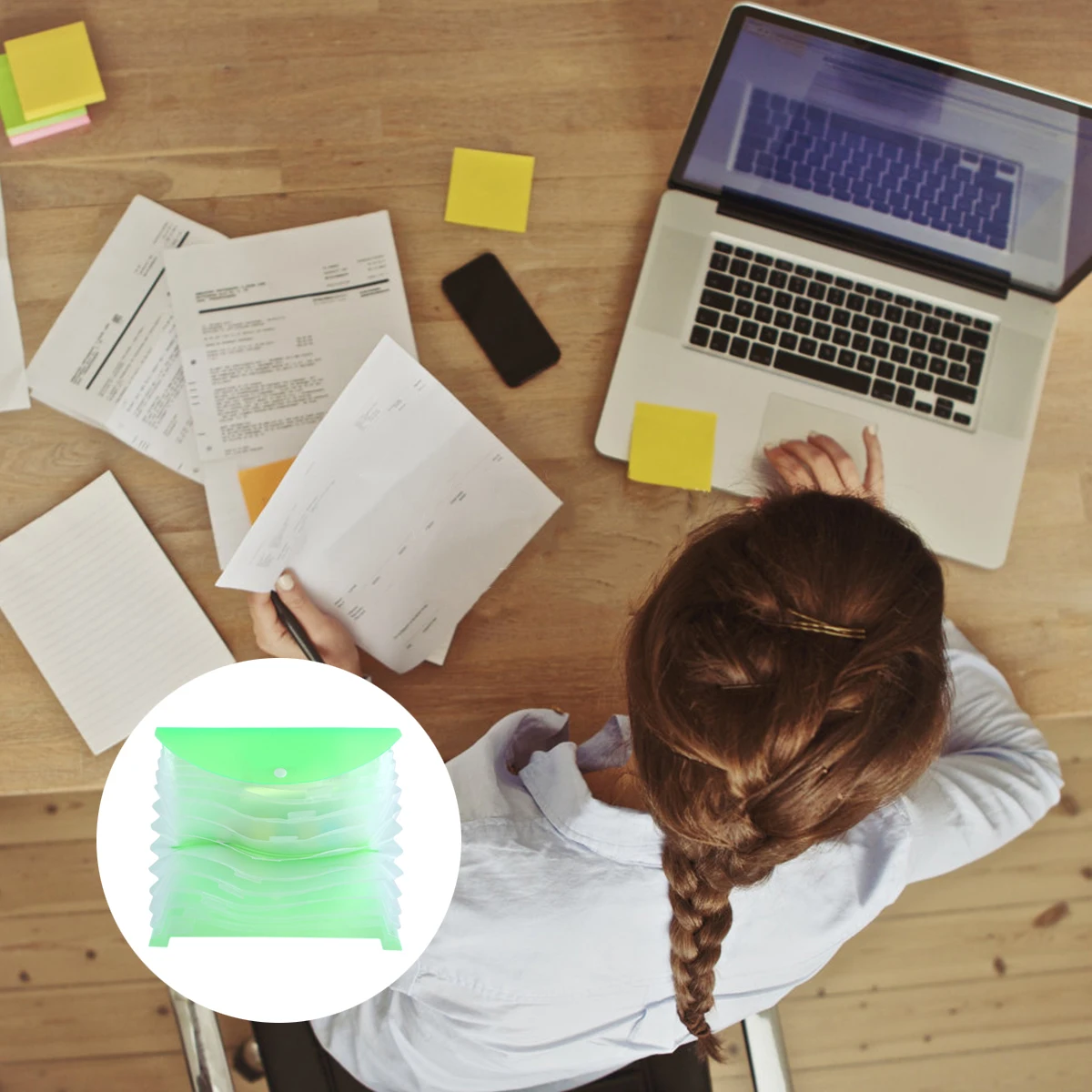 

2 Pcs Bill Storage Bag Documents Holder Ticket File Folder Expandable Organizer Accordion Portable