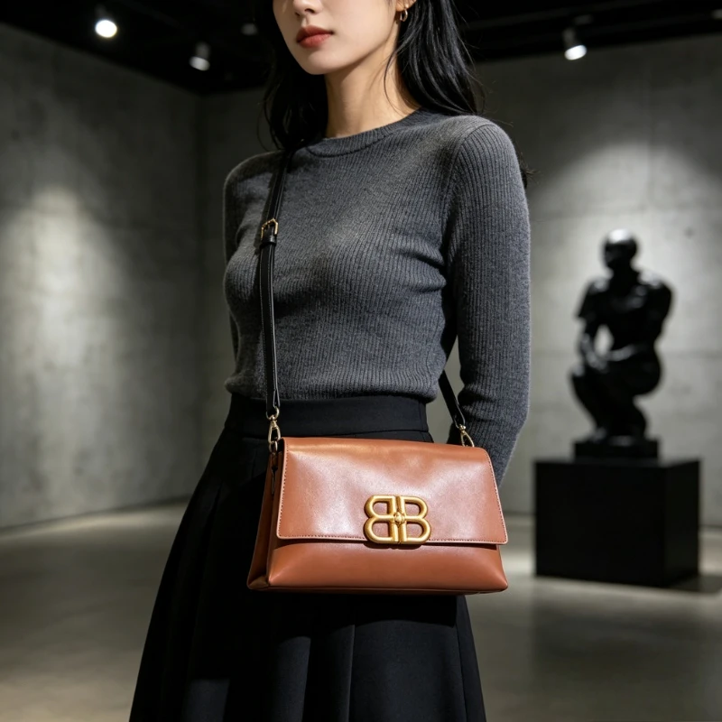 Premium Leather Crossbody Bag For Women - Luxury Designer Shoulder Handbag Tote Ladies Messenger