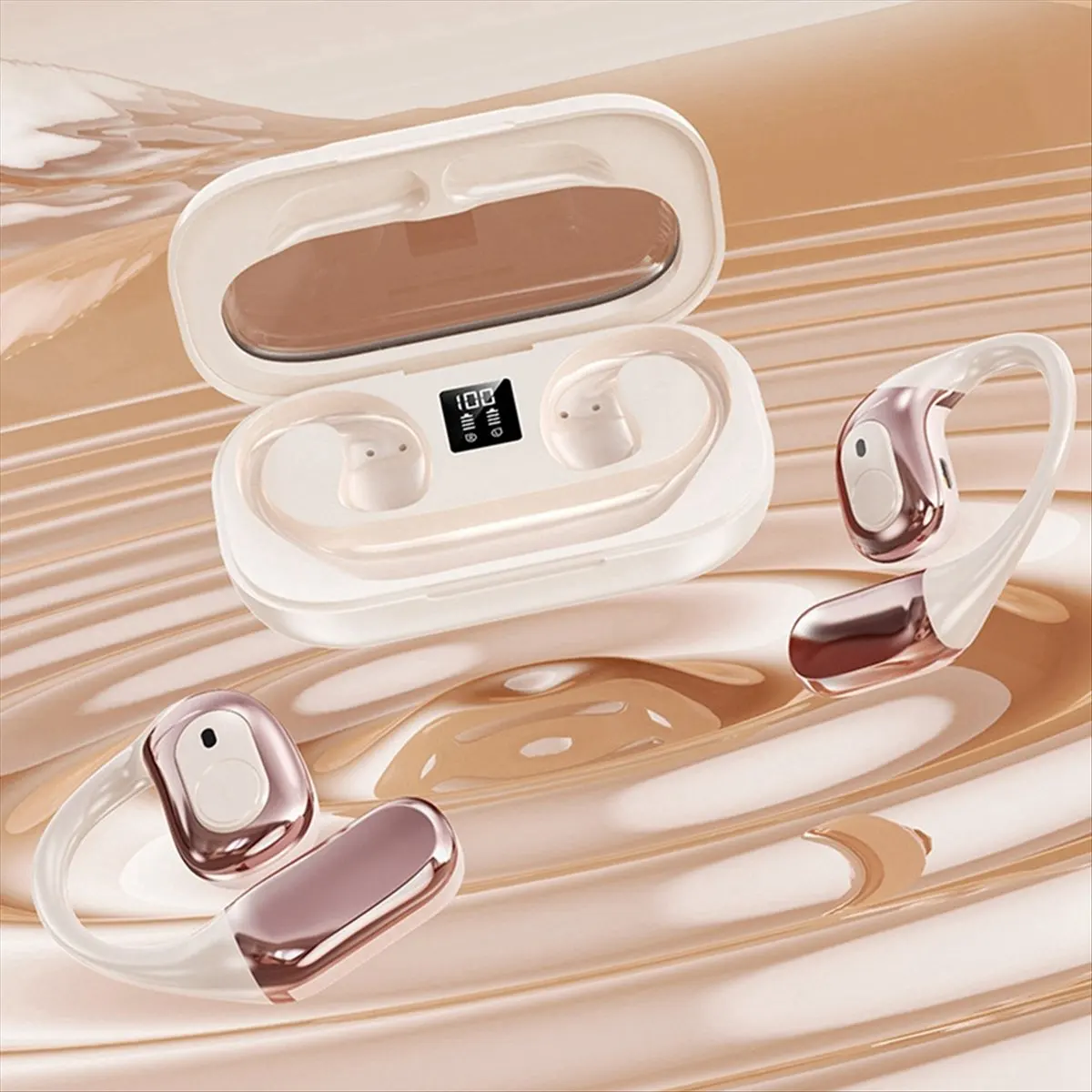 AB53 Wireless Bluetooth Translation Headset Supports 142 Languages for Real-Time Translation Open Earphone Translator Black