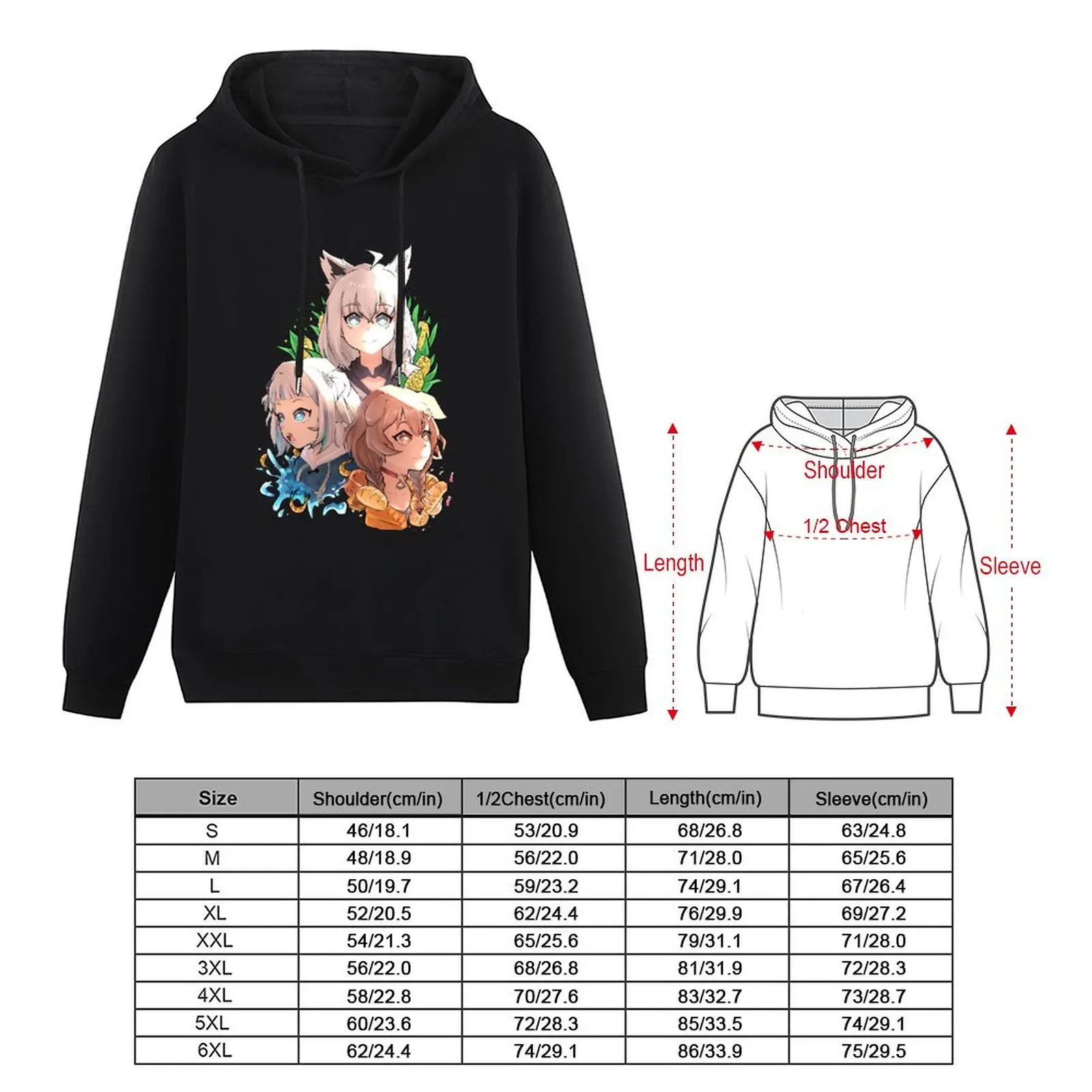 The 1 Million Trio - Gura, Korone and Fubuki Pullover Hoodie men wear big size hoodie