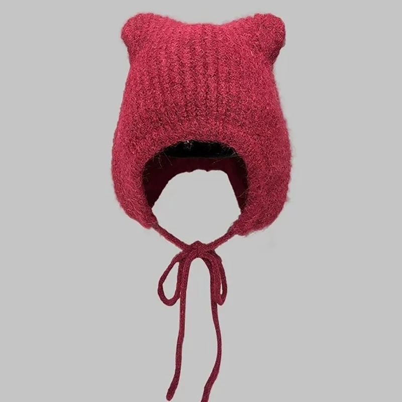 Bear Ears Hat Stage Performances Hat Soft Sister Lolitas Hat Ponytail Hat for Women and Girls Warm image 4