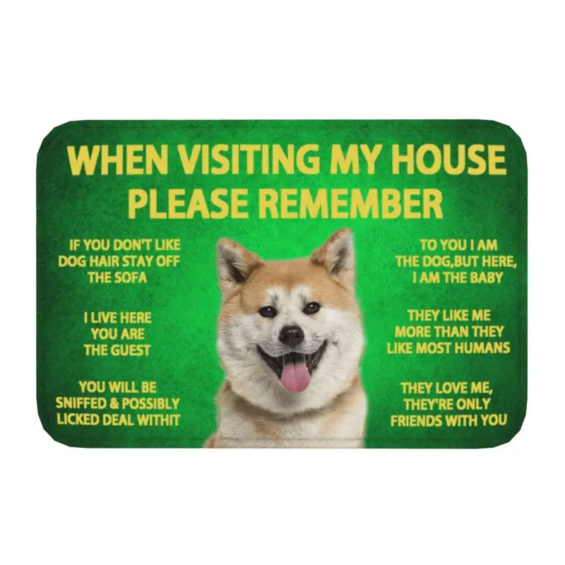 Please Remember Akita Inu Dogs House Rules Doormat Mat Anti-Slip Kitchen Bathroom Toilet Living Room Entrance Rug Carpet 40*60cm