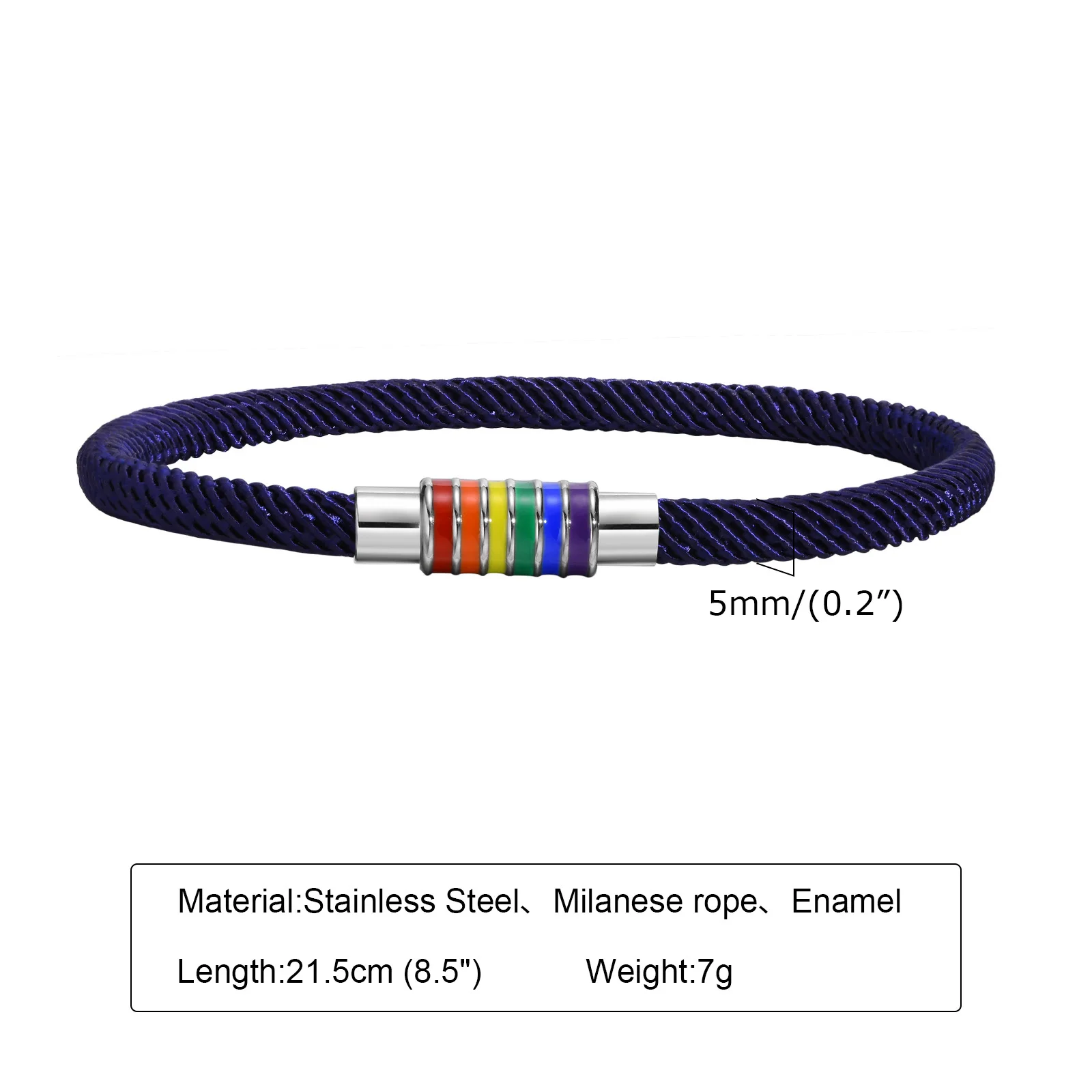 Vnox Casual String Rope Woven Chain Bracelets for Men Women,Stainless Steel Rainbow Color Clasp Charms Wristband Gift Jewelry