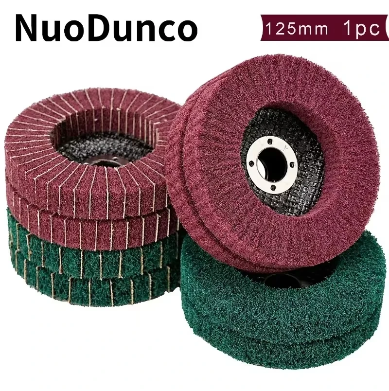 

125mm Nylon Fiber Flap Polishing Wheel Disc 5 Inch Non-Woven Grinding Wheel Metal Wood Rotating Grinding Wheel For Angle Grinder