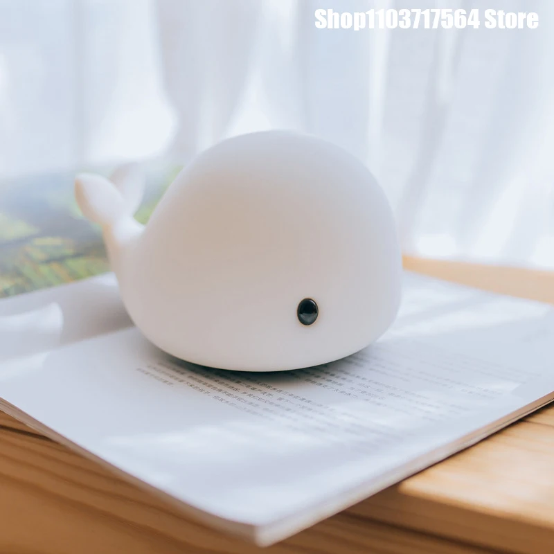 USB Charging Silicone Lamp for Bedroom, Cartoon, Colorful Little whale, Sleeping Light, Dolphin, Color-Changing, Atmosphere Nigh