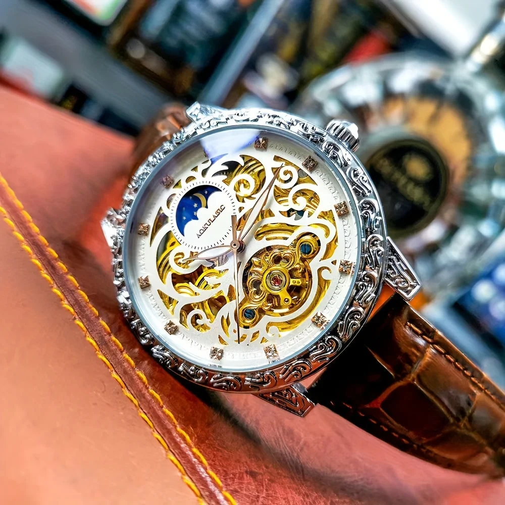 ساعة عالية المظهر ورائعة وشعبية الأكثر مبيعًا للرجال، ساعة ميكانيكية، مقطوعة، عصرية، كاجوال للعمل، وسيم، راقي، فاخرة يمكن الوصول إليها، ساعة ذات علامة تجارية مشهورة، أفضل هدية له، لا يتطلب بطارية