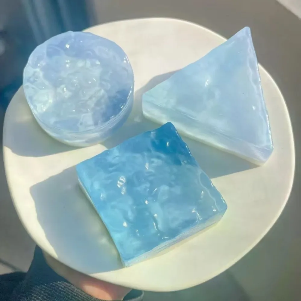 Gifts TPR Ocean Cheese Squeeze Transparent Design Sticky Texture Mousse Fidget Super Soft Square Shape Squishy Fidget