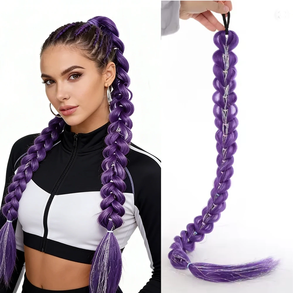 

32-дюймовый фиолетовый синтетический парик-хвостик