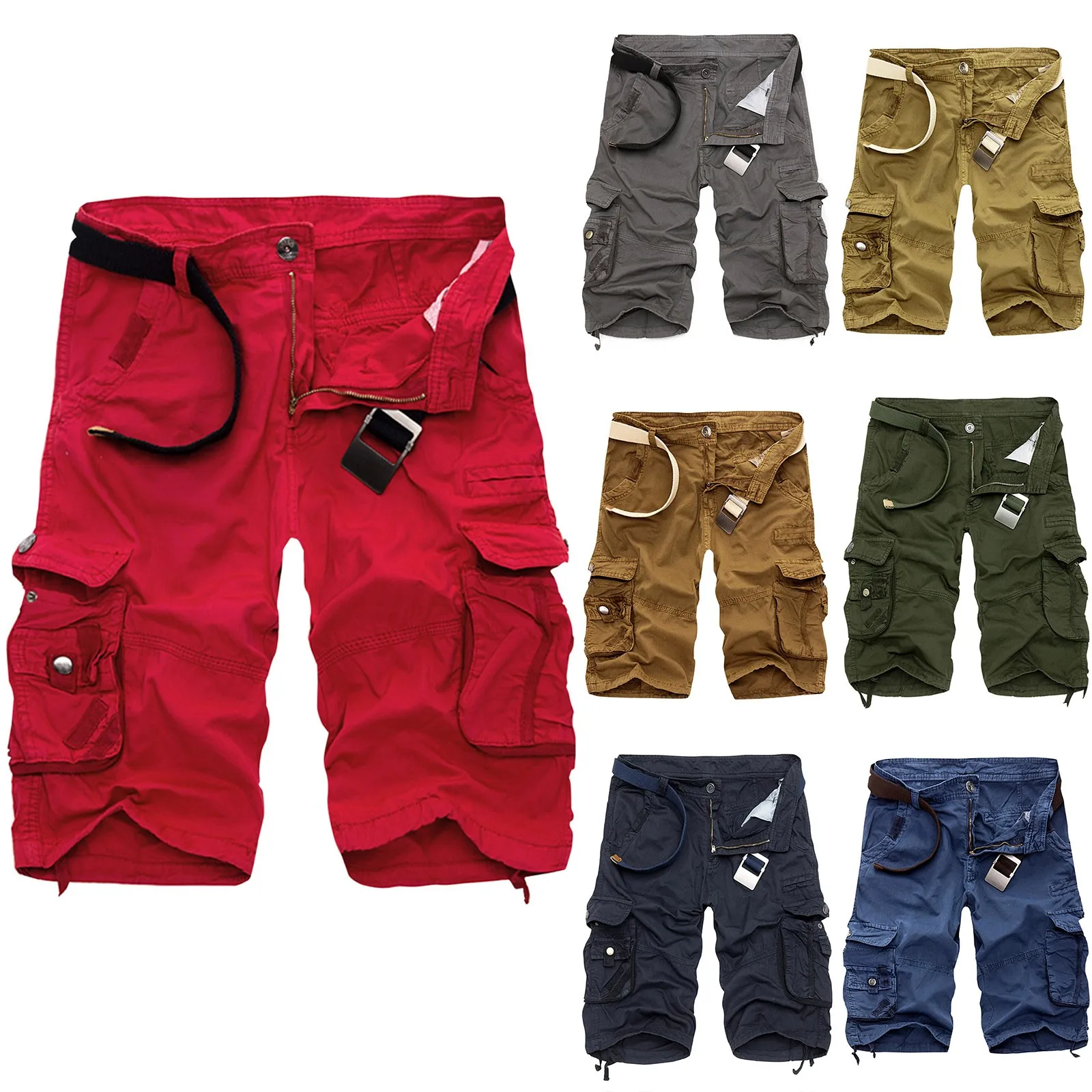 Short cargo multi-poches pour homme, pantalon cargo droit, version coréenne, tendance de la mode, style de rue, solide, document, été