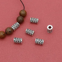 10pcs/Lot Ethnic Sylinder Woven Pattern Tube Beads 11x7.5mm Crystal/Wooden/Stone Bracelets Ornament Spacers DIY Jewelry Material