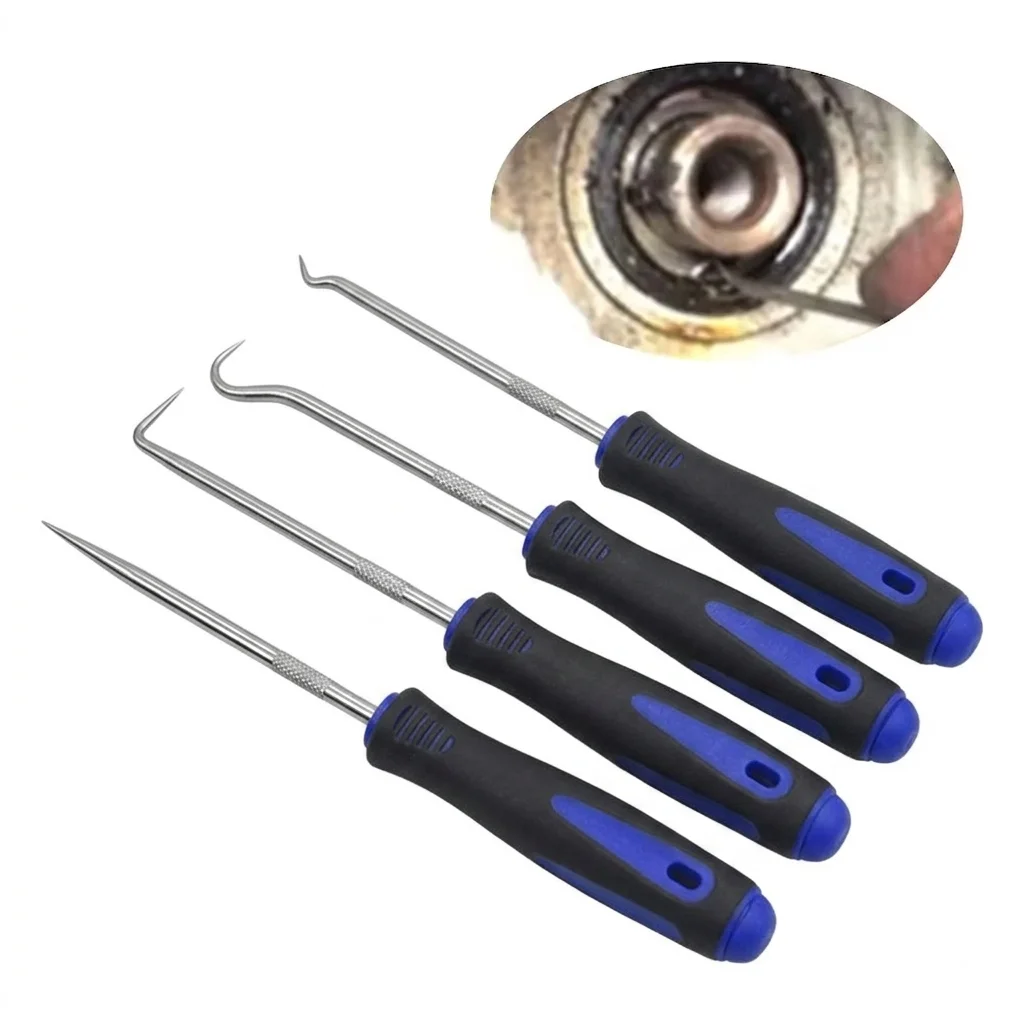 New 4Pcs 6.29inch Car Auto Vehicle Oil Seal Screwdrivers Set O-Ring Seal Gasket Puller Remover Pick Hooks Repair Tools for Car
