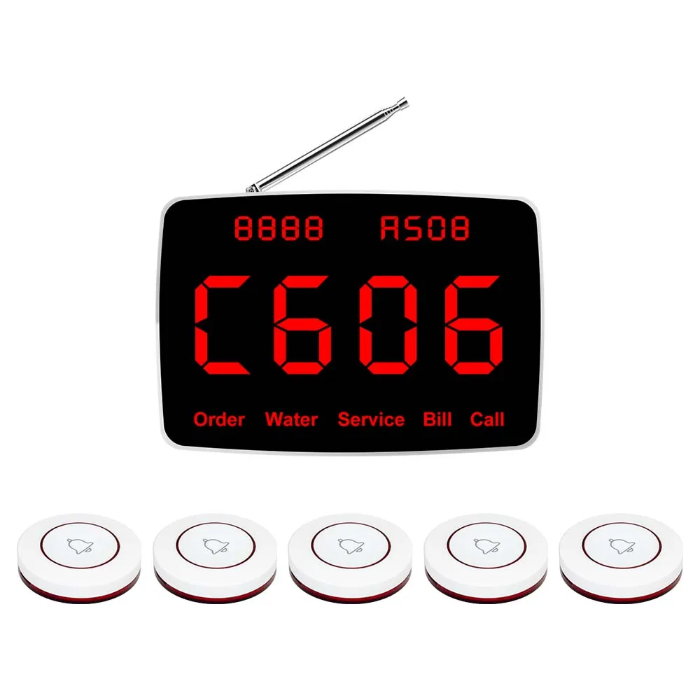 JINGLE BELLS CTM368 Wireless Waiter Calling System Restaurant Pager 5pcs CTT12 Call Button Customer Service For Hookah Cafe