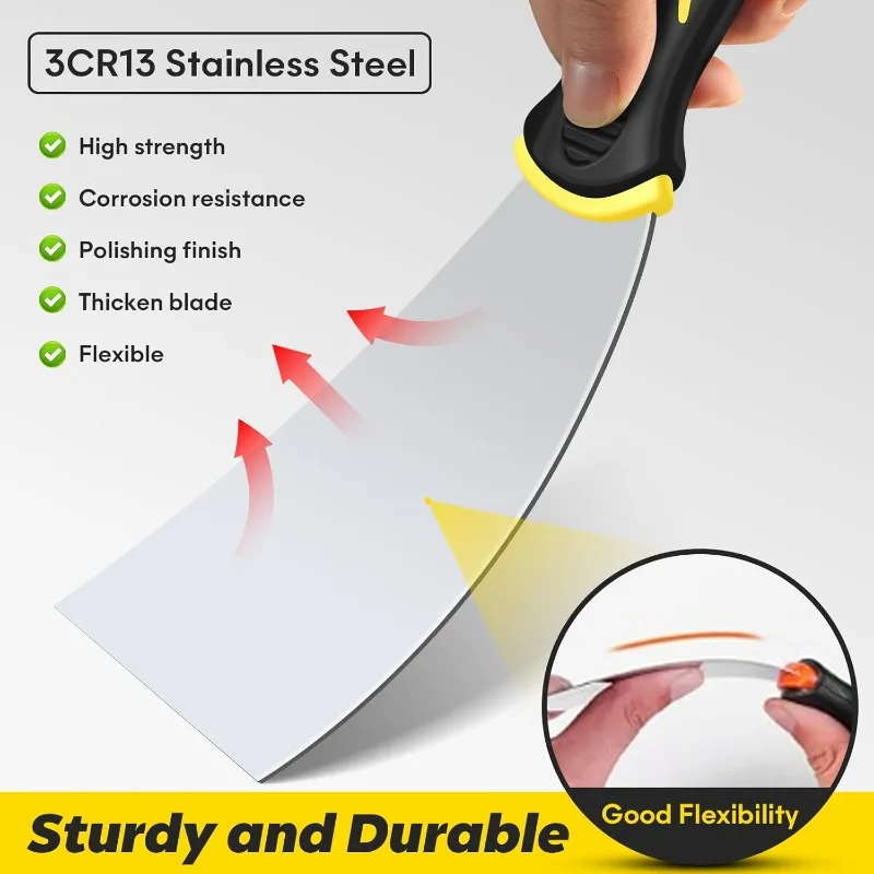 Putty Knife Set, 4PCS Stainless Steel Scraper Paint Tool for Drywall Repair, Wallpaper Removal and Plaster Scraping(2,4,6,8in)