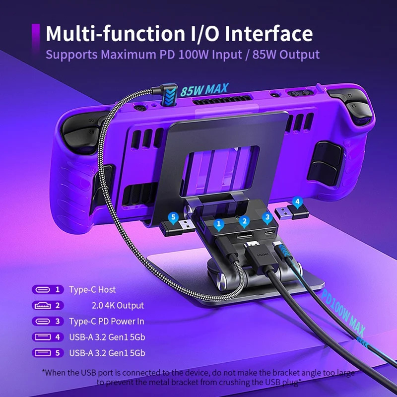 Estação de encaixe com suporte de rotação para rog aliado x e deck de vapor oled e switch e ipad pro 4k2k 100w carregamento aliado 30w modo turbo