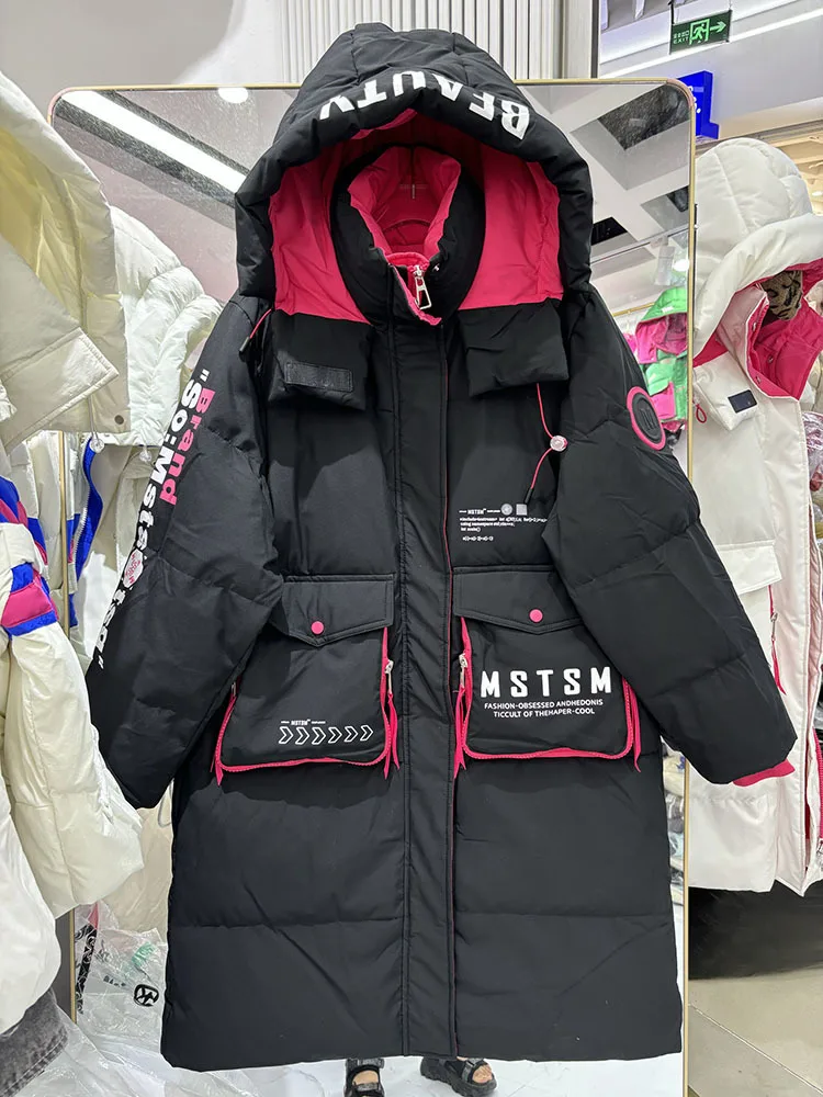 Women\'s Down Jacket Streerwear 2024 New Long Hooded Down Jacket Winter Puffer Coat Parka Loose Korean