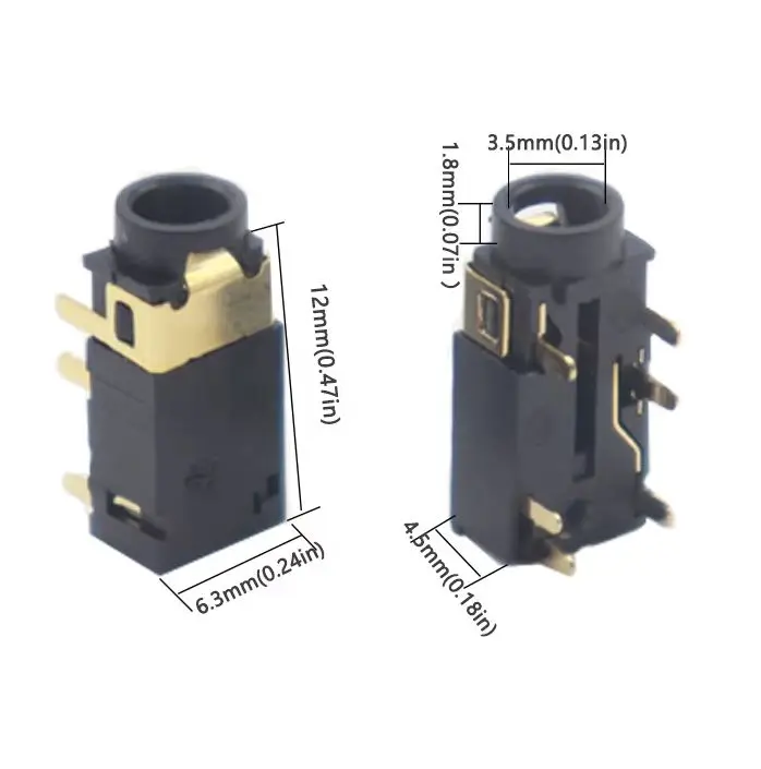 【100-10PCS】3.5Mm Dip Headphone Socket Audio Socket Pj-342 Surface Mounted 6 Feet Double Track Gold Plated PJ342